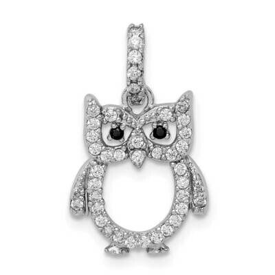 Owl Pendant Sterling Silver Rhodium-plated CZ Diamond QC9637, MPN: QC9637, 886774100470
