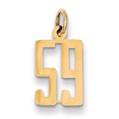 Number 59 Charm 14k Gold Small Polished Elongated LES59, MPN: LES59, 883957132716