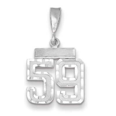 Number 59 Charm Small Diamond -cut 14k white Gold WSN59, MPN: WSN59, 883957114446