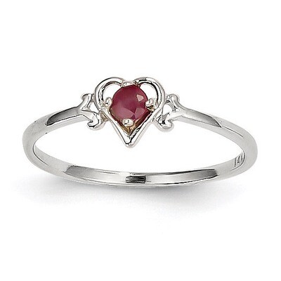 July Birthstone Heart Ring 14k White Gold Genuine YC418, MPN: YC418, 883957323862