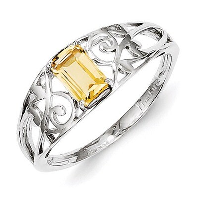 Citrine Ring Sterling Silver Rhodium-plated QR4503CI, MPN: QR4503CI, 883957438207