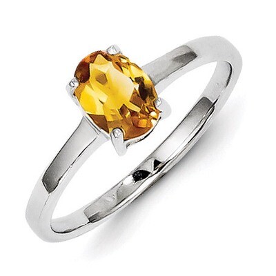 Citrine Ring Sterling Silver Rhodium QDX747, MPN: QDX747, 883957399164