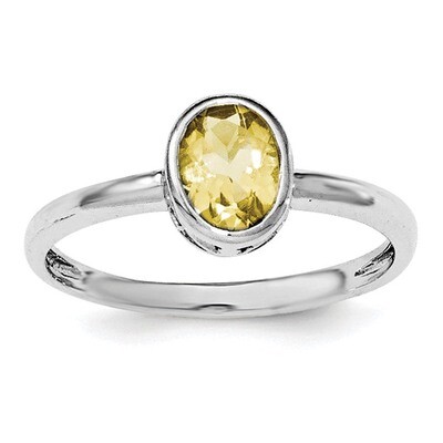 Citrine Oval Ring Sterling Silver Rhodium-plated Polished QR6400CI, MPN: QR6400CI,