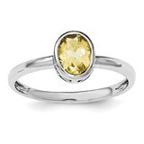 Citrine Oval Ring Sterling Silver Rhodium-plated Polished QR6400CI, MPN: QR6400CI,