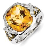 Citrine Ring Sterling Silver Diamond QR4583CI, MPN: QR4583CI, 191101106484