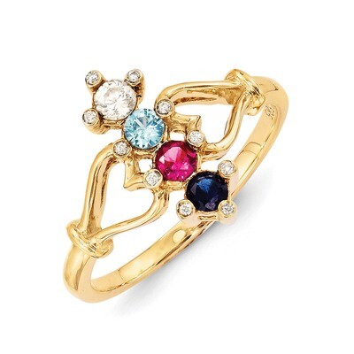 4 Birthstones Family Jewelry Diamond Semi-Set Ring 14k Yellow Gold XMR26/4, MPN: XMR26/4, 883957418…