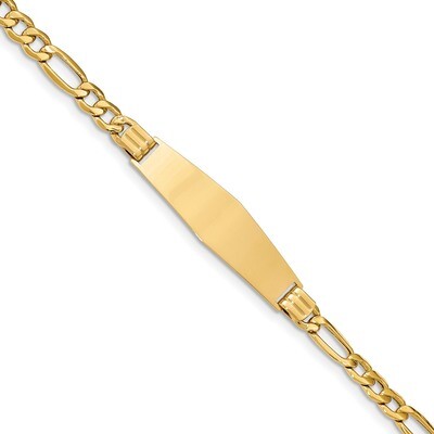 Diamond Shape ID Figaro Link Soft Diamond Shape ID Bracele 14k Gold Semi-solid DCID141C-8, MPN: DCI…