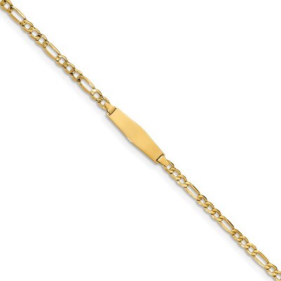Diamond Shape ID Figaro Link Soft Diamond Shape ID Bracele 14k Gold Semi-solid DCID140C-6, MPN: DCI…