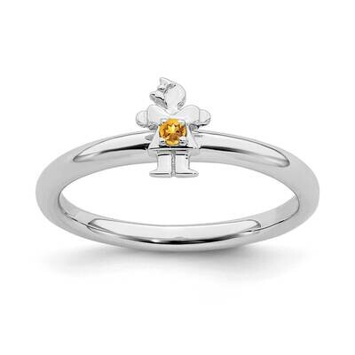 Citrine Girl Ring Sterling Silver Rhodium-plated QSK1933, MPN: QSK1933, 191101720840