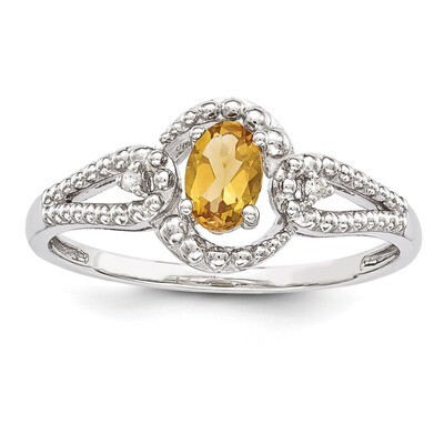 Citrine &amp; Diamond November Ring Sterling Silver QBR16NOV, MPN: QBR16NOV, 883957353913