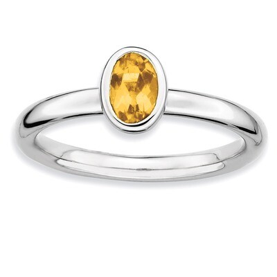 Oval Citrine Ring - Sterling Silver QSK444, MPN: QSK444, 886774217178