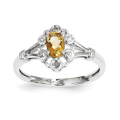 Citrine &amp; Diamond November Ring Sterling Silver QBR22NOV, MPN: QBR22NOV, 883957458496