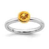 Citrine Ring Sterling Silver Gold-plated QSK1885, MPN: QSK1885, 191101717963