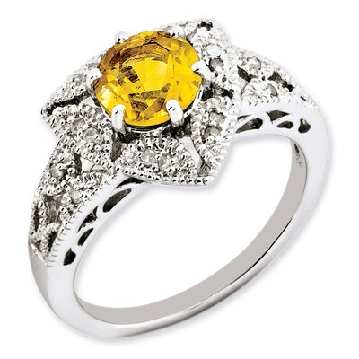 Citrine &amp; Diamond Ring Sterling Silver QR3276CI, MPN: QR3276CI, 883957153452