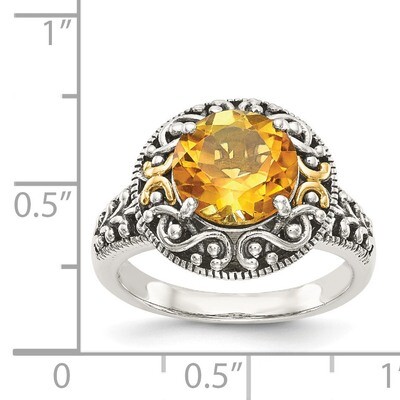 Citrine Ring Sterling Silver &amp; 14k Gold QTC850, MPN: QTC850, 883957368252