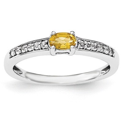 Citrine and White Topaz Ring Sterling Silver Rhodium-plated QR6386CI, MPN: QR6386CI, 883957044514