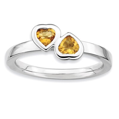 Citrine Double Heart Ring - Sterling Silver QSK408, MPN: QSK408, 886774018027