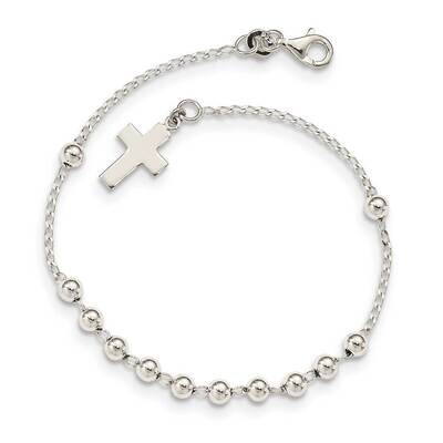 Beaded Cross Bracelet Sterling Silver QG4950-7.5, MPN: QG4950-7.5, 883957962191