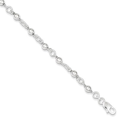 7 Inch Bead &amp; Ball Bracelet Sterling Silver QG1628-7, MPN: QG1628-7, 883957947952