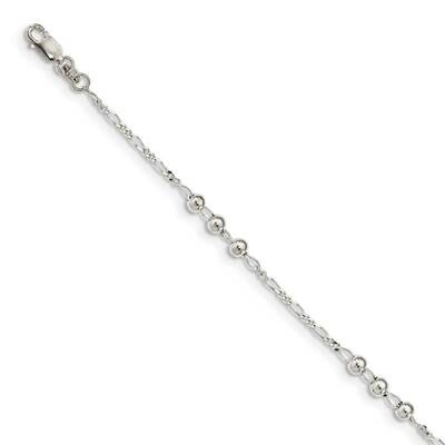 Beaded Bracelet Sterling Silver Diamond Cut QG4942-7, MPN: QG4942-7, 886774038346