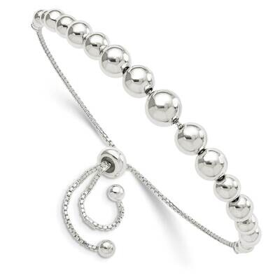 Beaded Adjustable Bracelet Sterling Silver Polished QG5894, MPN: QG5894, 196904164358