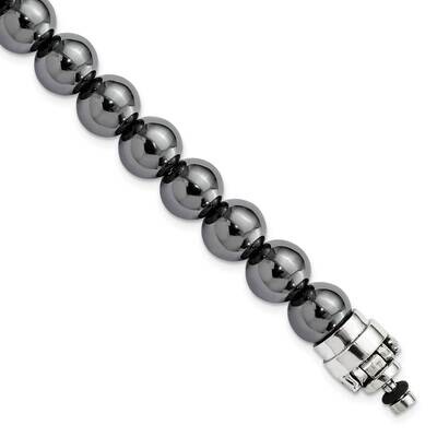 10mm Hematite Beaded 8.5in Bracelet/Bead not included, sold seperately Sterling Silver QRS4336HEM-1…