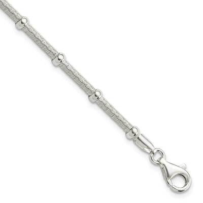 Textured Beaded Bracelet Sterling Silver Polished QG5978-7.5, MPN: QG5978-7.5, 196904163733
