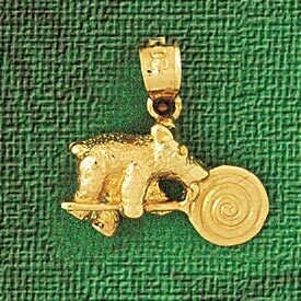 Dazzlers Jewelry Teddy Bear Pendant Necklace Charm Bracelet in Yellow, White or Rose Gold 2473, MPN…