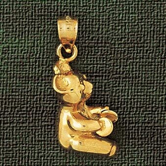 Dazzlers Jewelry Teddy Bear Pendant Necklace Charm Bracelet in Yellow, White or Rose Gold 2481, MPN…