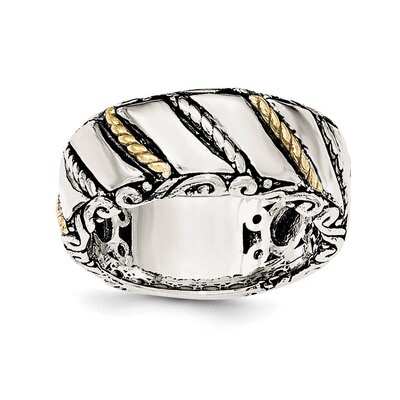 Antiqued with Gold-tone Women&#39;s Ring Sterling Silver Polished QR6126, MPN: QR6126,