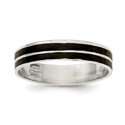 Black Enamel Women&#39;s Ring Sterling Silver Polished QR6104, MPN: QR6104,