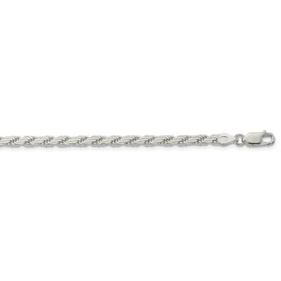 3.65mm Flat Rope Chain 26 Inch Sterling Silver QFC223-26, MPN: QFC223-26,