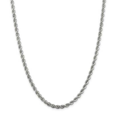4.3mm Solid Rope Chain 28 Inch Sterling Silver QDR080-28, MPN: QDR080-28, 191101768637