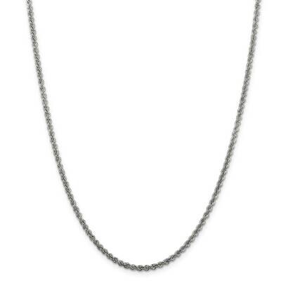 2.5mm Solid Rope Chain 36 Inch Sterling Silver QDR050-36, MPN: QDR050-36,