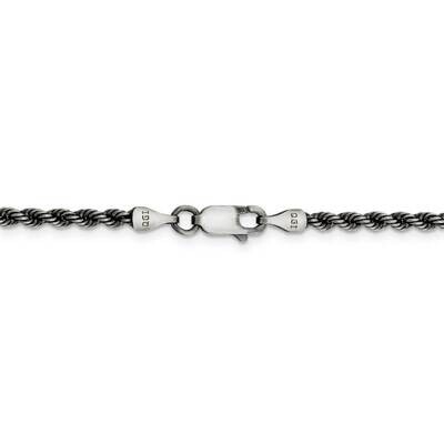 22 Inch Rhodium 2.5mm Rope Chain Sterling Silver QFC210-22, MPN: QFC210-22, 886774107127