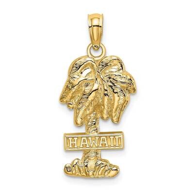 Hawaii On Palm Tree Charm 14k Gold 2-D K8149, MPN: K8149, 637218071555