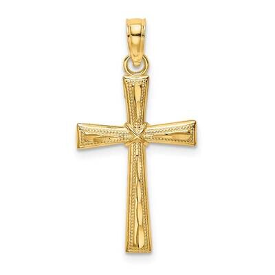 Textured Cross Charm 14k Gold Diamond-cut K8591, MPN: K8591, 637218164745