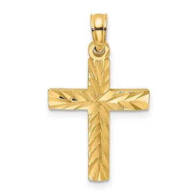 Block Cross Charm 14k Gold Diamond-cut K8497, MPN: K8497, 637218047192