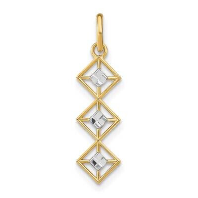 3 Diamond Shapes Charm 14k Gold Rhodium Diamond-cut K9512, MPN: K9512, 637218148981