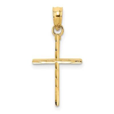 Polished Cross Charm 14k Gold Diamond-cut K8409, MPN: K8409, 637218162628