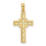 Etched Cross Charm 14k Gold Diamond-cut K8574, MPN: K8574, 637218090068