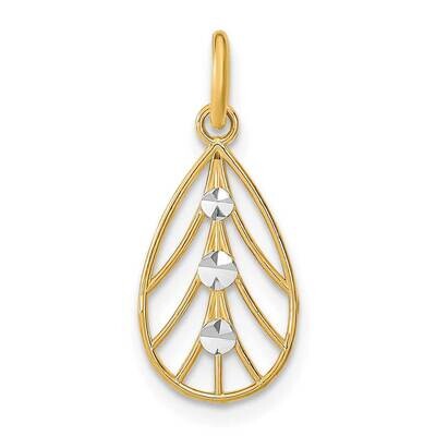 Small Teardrop Charm 14k Gold Rhodium Diamond-cut K9516, MPN: K9516, 637218149063