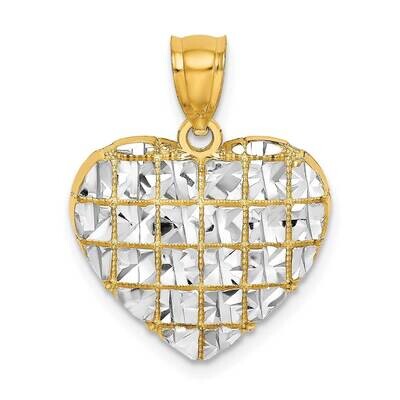 Heart Charm 14k Gold Rhodium Diamond-cut K9297, MPN: K9297, 637218095223