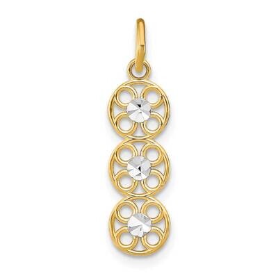 3 Circle Charm 14k Gold Rhodium Diamond-cut K9511, MPN: K9511, 637218148967