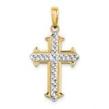 Cross Charm 14k Gold Rhodium Diamond-cut K9421, MPN: K9421, 63721813557