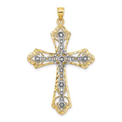 Filigree Cross Charm 14k Gold Rhodium Diamond-cut K9402, MPN: K9402, 637218134625