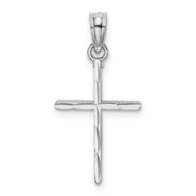 Polished Cross Charm 14k White Gold Diamond-cut K8409W, MPN: K8409W, 637218173600