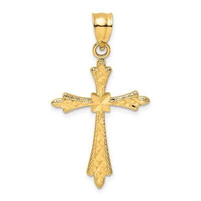 Cross with Fancy Edges Charm 14k Gold Diamond-cut K8572, MPN: K8572, 637218090037