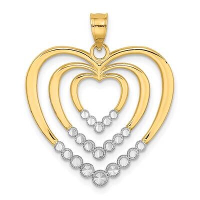 Polished Hearts Charm 14k Gold Rhodium Diamond-cut K9449, MPN: K9449, 637218137428