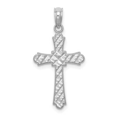 Marquis Shape Cross Charm 14k White Gold Diamond-cut K8575W, MPN: K8575W,